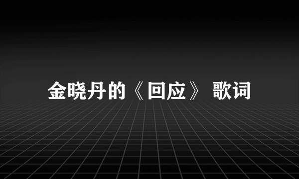 金晓丹的《回应》 歌词