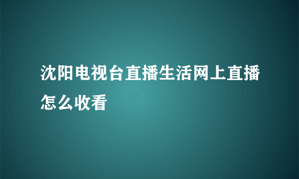 沈阳电视台直播生活网上直播怎么收看