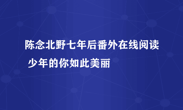 陈念北野七年后番外在线阅读 少年的你如此美丽