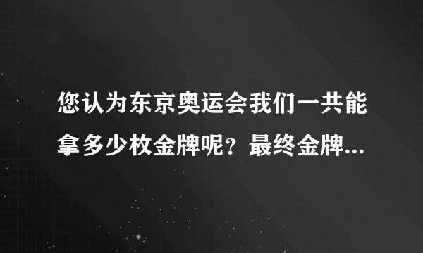 您认为东京奥运会我们一共能拿多少枚金牌呢？最终金牌榜能排第一吗？