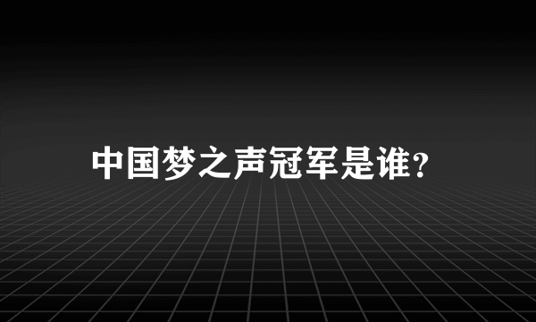 中国梦之声冠军是谁？