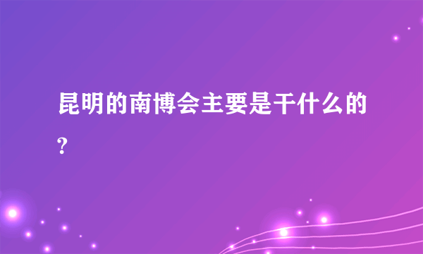 昆明的南博会主要是干什么的?