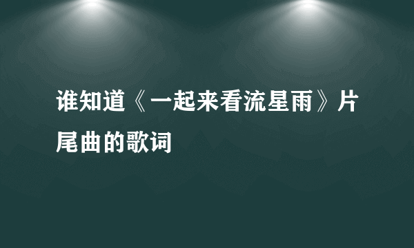 谁知道《一起来看流星雨》片尾曲的歌词