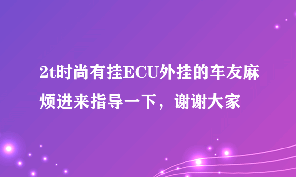 2t时尚有挂ECU外挂的车友麻烦进来指导一下，谢谢大家