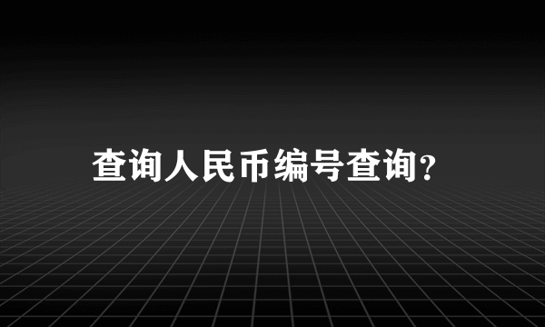 查询人民币编号查询？