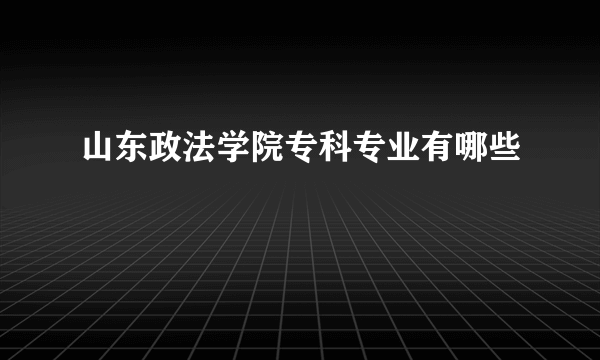 山东政法学院专科专业有哪些