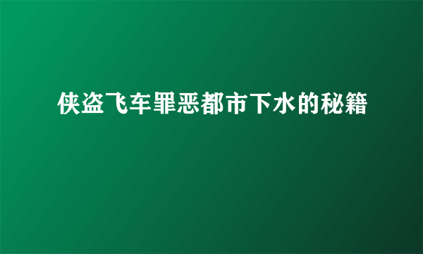 侠盗飞车罪恶都市下水的秘籍