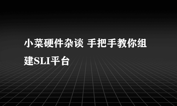 小菜硬件杂谈 手把手教你组建SLI平台