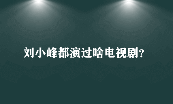 刘小峰都演过啥电视剧？