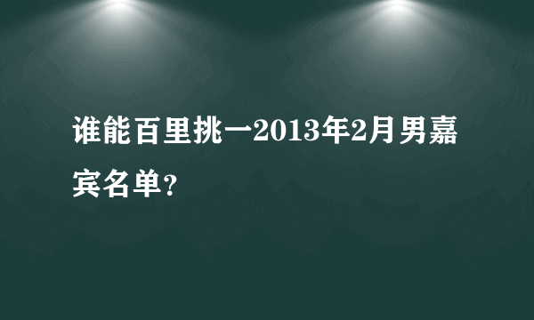 谁能百里挑一2013年2月男嘉宾名单？