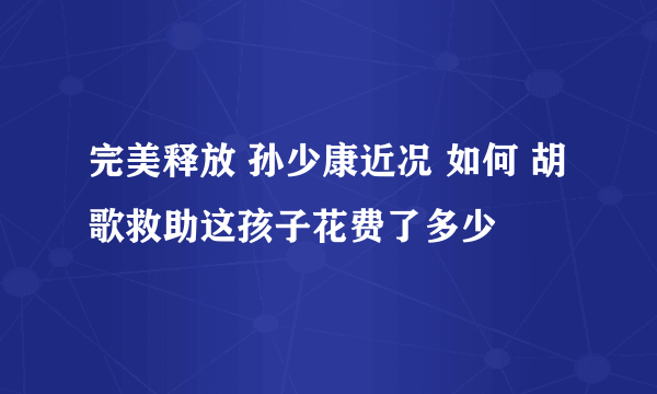 完美释放 孙少康近况 如何 胡歌救助这孩子花费了多少