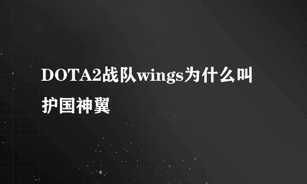 DOTA2战队wings为什么叫护国神翼