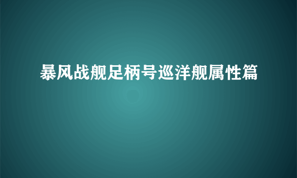 暴风战舰足柄号巡洋舰属性篇