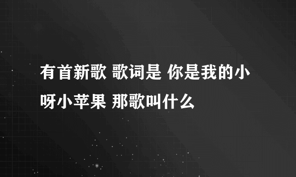 有首新歌 歌词是 你是我的小呀小苹果 那歌叫什么