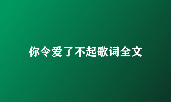 你令爱了不起歌词全文