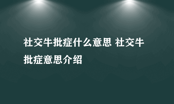 社交牛批症什么意思 社交牛批症意思介绍