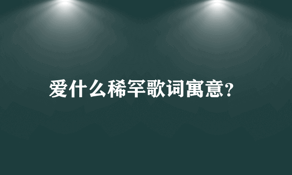 爱什么稀罕歌词寓意？