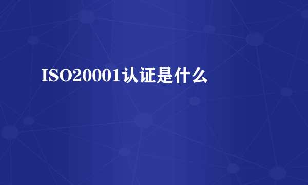 ISO20001认证是什么