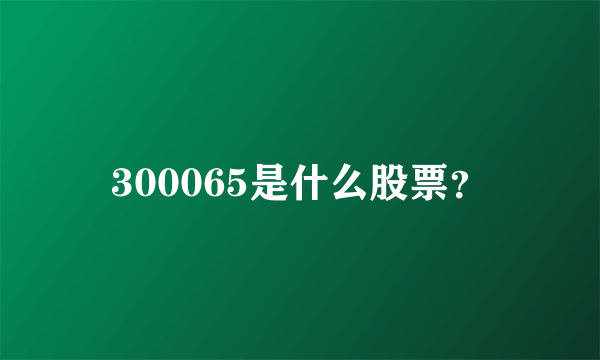 300065是什么股票？