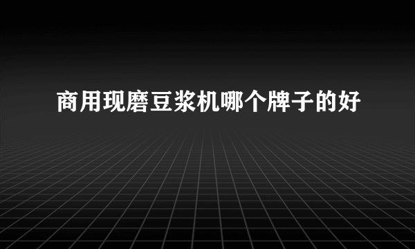 商用现磨豆浆机哪个牌子的好