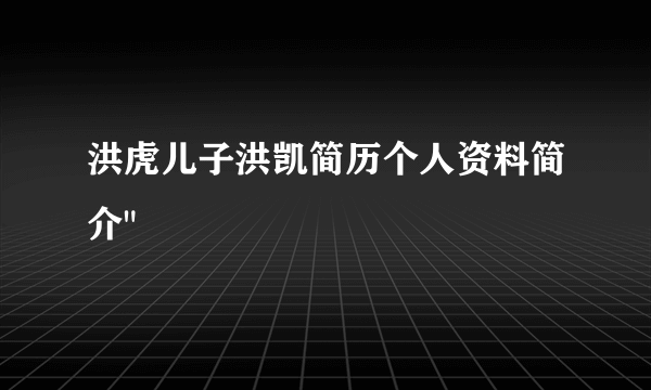 洪虎儿子洪凯简历个人资料简介