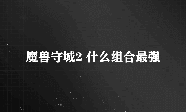 魔兽守城2 什么组合最强