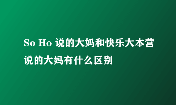 So Ho 说的大妈和快乐大本营说的大妈有什么区别