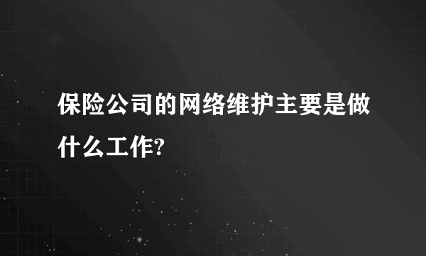 保险公司的网络维护主要是做什么工作?