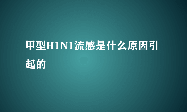 甲型H1N1流感是什么原因引起的