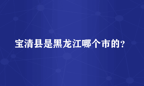 宝清县是黑龙江哪个市的？