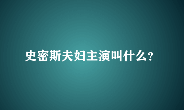 史密斯夫妇主演叫什么？