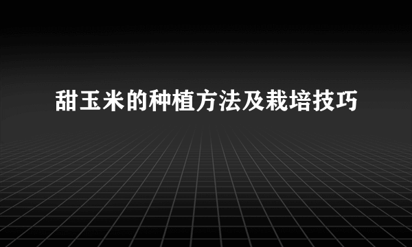 甜玉米的种植方法及栽培技巧