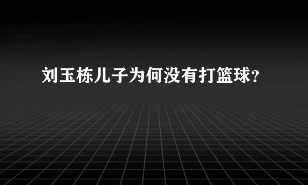 刘玉栋儿子为何没有打篮球？