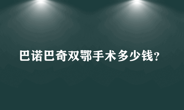 巴诺巴奇双鄂手术多少钱？