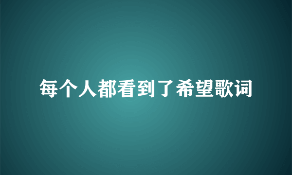 每个人都看到了希望歌词