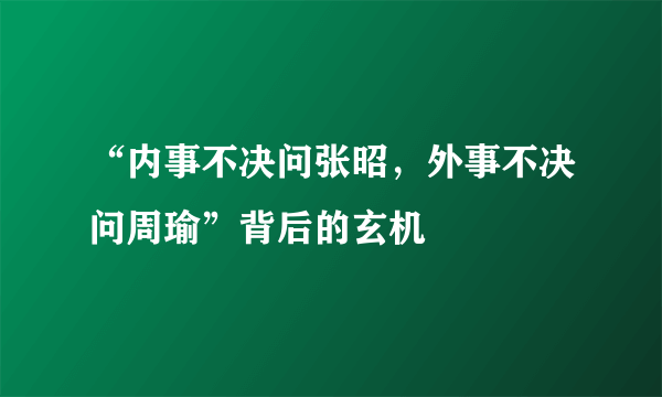 “内事不决问张昭，外事不决问周瑜”背后的玄机