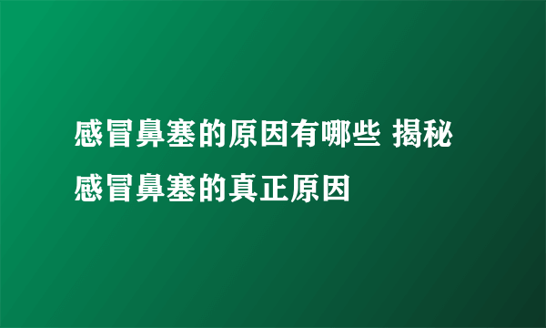 感冒鼻塞的原因有哪些 揭秘感冒鼻塞的真正原因