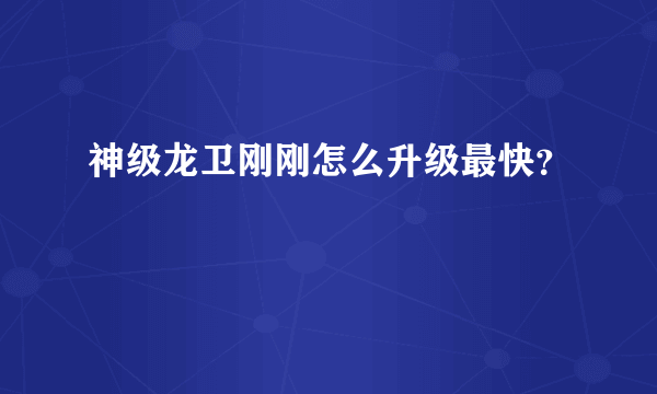 神级龙卫刚刚怎么升级最快？