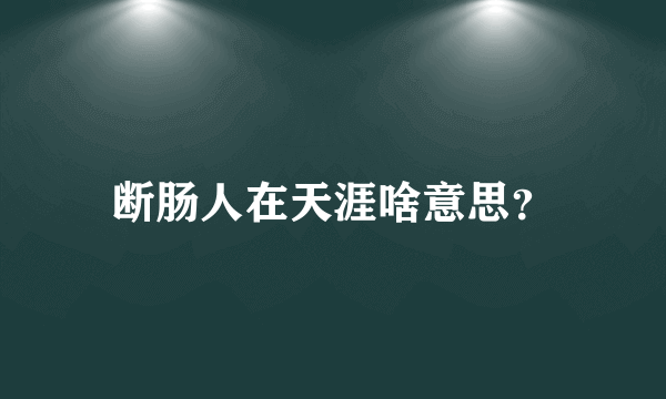 断肠人在天涯啥意思？