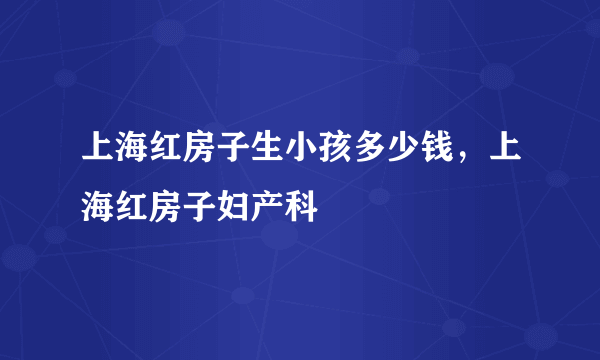 上海红房子生小孩多少钱，上海红房子妇产科