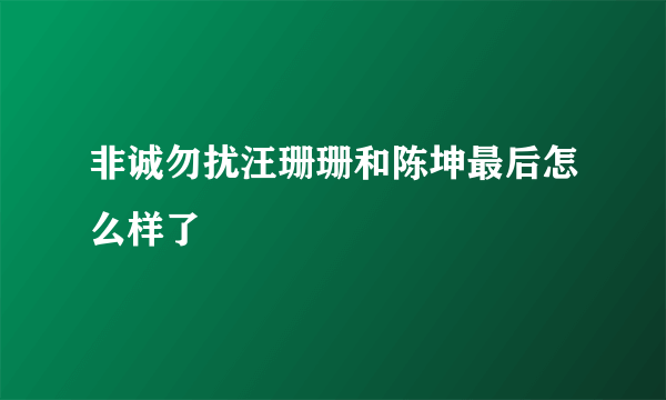 非诚勿扰汪珊珊和陈坤最后怎么样了