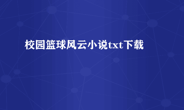 校园篮球风云小说txt下载