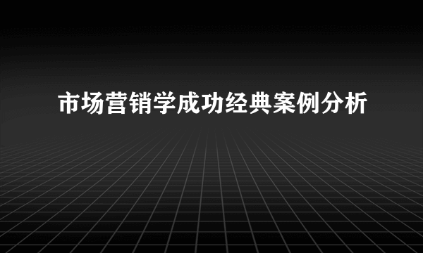 市场营销学成功经典案例分析