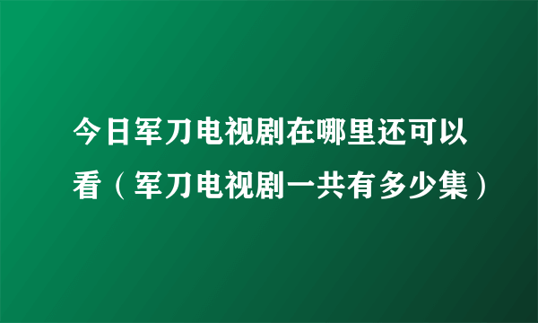 今日军刀电视剧在哪里还可以看（军刀电视剧一共有多少集）