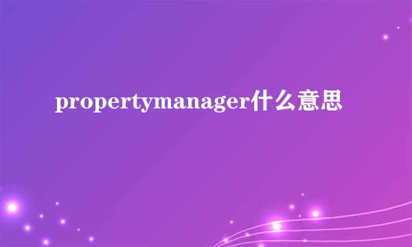 propertymanager什么意思