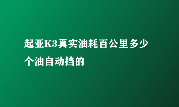 起亚K3真实油耗百公里多少个油自动挡的