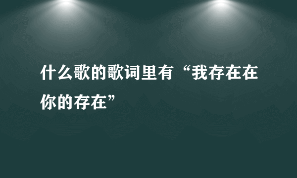 什么歌的歌词里有“我存在在你的存在”