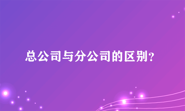 总公司与分公司的区别？