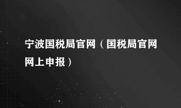 宁波国税局官网（国税局官网网上申报）