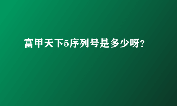 富甲天下5序列号是多少呀？